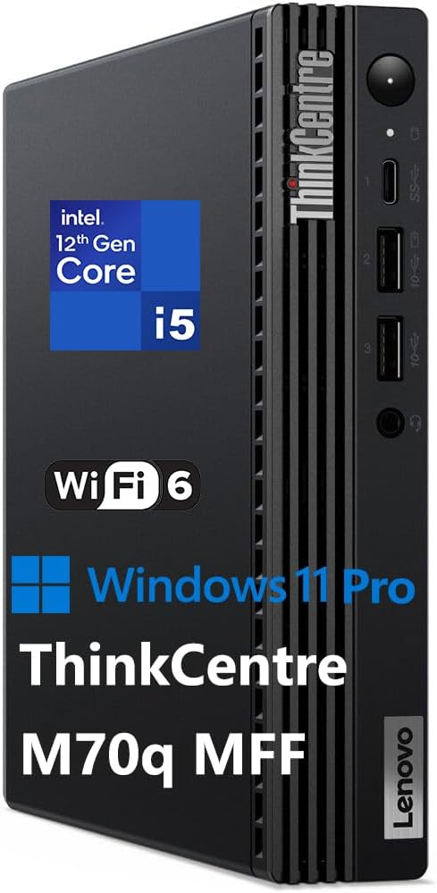 Lenovo ThinkCentre M70q Tiny 1L Business Desktop Computer, 12th Gen Intel Hexa-Core i5-12500T (Beat i7-11700T), 16GB DDR4 RAM, 1TB PCIe SSD, WiFi 6, Bluetooth 5.1, Windows 11 Pro