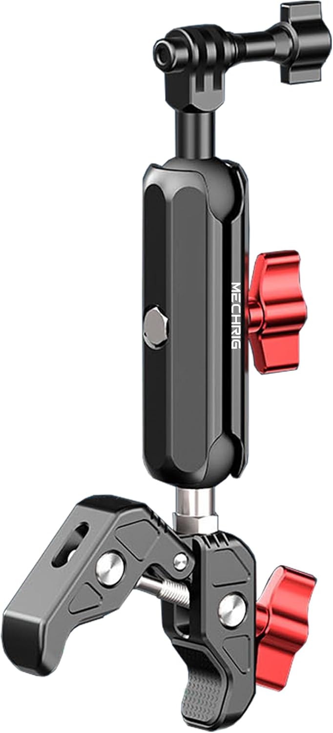 Camera Clamp Mount, Super Clamp Mount with Double Ball Head Magic Arm for Bike Handlebar & Aluminum Alloy & 360°Rotating Ebike Handlebar Bracket for DJl,Go pr0, lnsta36o X5 X4 X3,78005