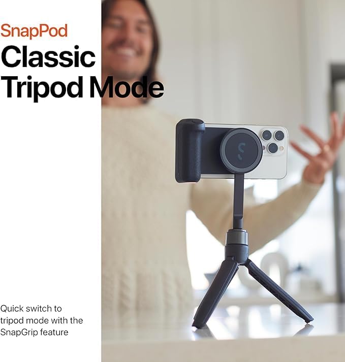 ShiftCam SnapStand Mini - Video Selfie Stick and MagSafe Tripod - Magnetic Mount Snaps on to Any Phone - Tiltable Design | Blue Jay