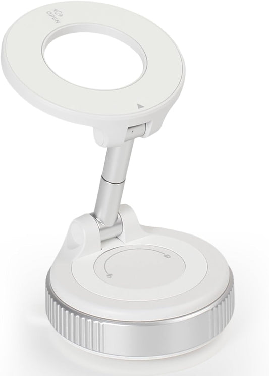 2025 Premium 360° Magnetic Car Phone Mount - Ultra-Strong Vacuum Suction for iPhone 16 Pro Max/Android - Foldable Adjustable Holder for Car/Truck/Gym/Home - Secure No-Slip Design (White)