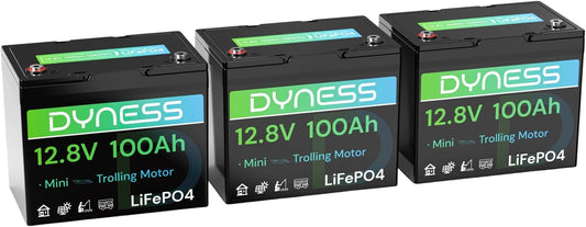 12V 100Ah Mini LiFePO4 Battery 3 Pack Group 24, 12 Volt Deep Cycle Lithium Battery with 100A BMS, Low-Temp Protection & 10 Years Lifespan for RV, Boat, Trolling Motor, Solar Off-Grid, Golf Cart