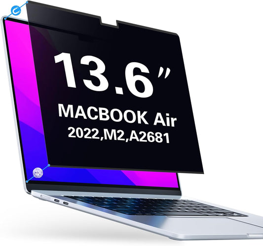PYS MacBook Air 13.6 Inch Magnetic Privacy Screen for M2 Chip 2022 (A2681) - Removable Anti-Spy Laptop Shield