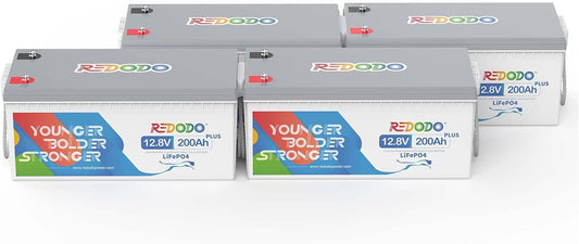 Redodo 12V 200Ah Plus Lithium Battery (Pack 4), Max 2560W Power Output, 200A BMS Protection, Up to 4000-15000 Deep Cycles,Perfect for Backup Power, RV, Marine, Off-Grid Application, etc