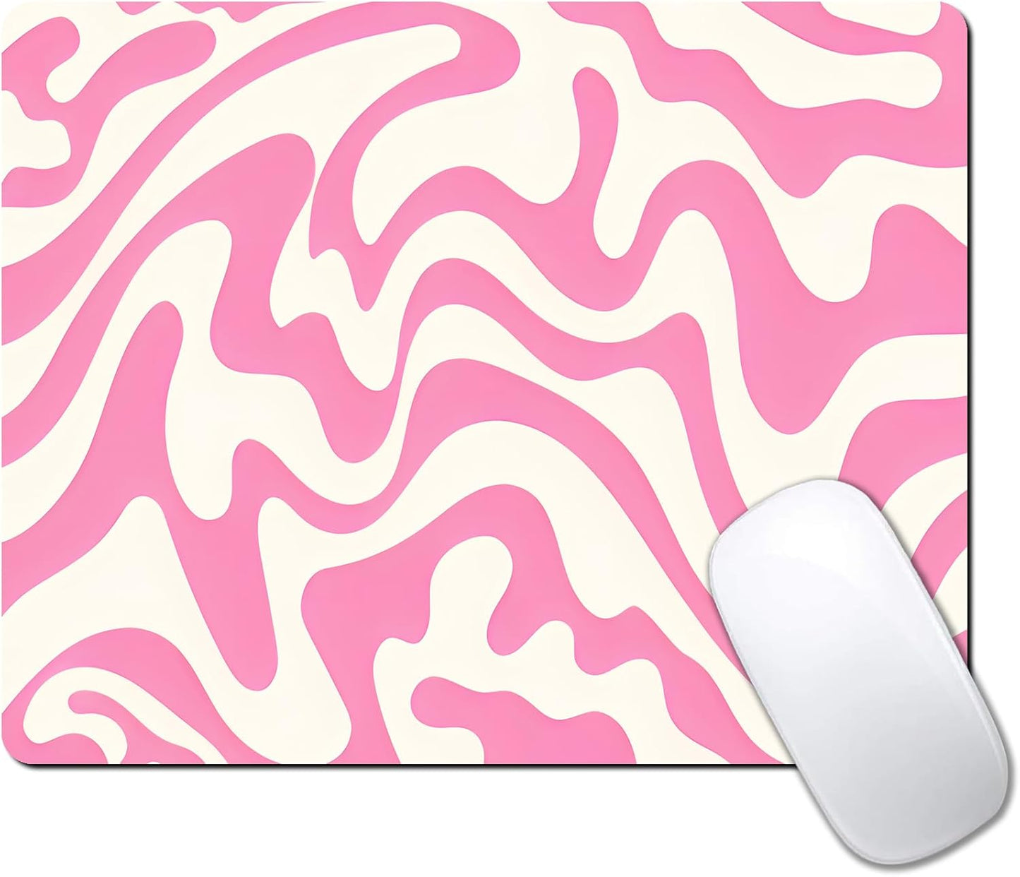 Abstract Pink Topographic Custom Mouse Pad with Non-Slip Rubber, Small Square Design for Wireless Laptop & Computer Mouse Pads for Desk, 9.5 x 7.9 inch Smooth Surface for Gaming & Office