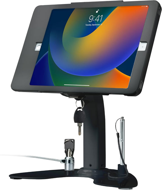 Dual Kiosk Stand – CTA Dual Security Kiosk Stand with Locking Case, Cable, and 360-Degree Rotating Base – Compatible with iPad 7th/ 8th/ 9th Gen 10.2-inch, iPad Air 4, (PAD-ASKB10) – Black