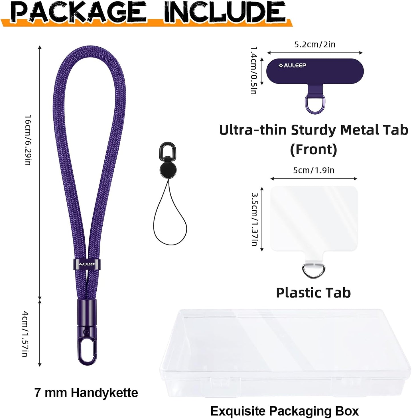 AULEEP Phone Wrist Strap for Women Men - Anti theft Phone Lanyard for Phone Case, iPhone, Cute Phone Wristlet, Hand Strap with 2 Tabs, PhoneChain, Bracelet Strap, Purple
