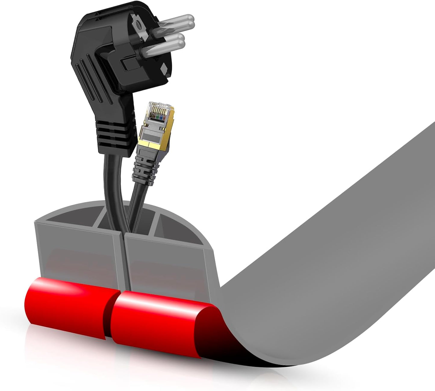 Floor Cord Cover Self Adhesive Cord Hider,3.3FT Cable Management, Extension Strip Protector for Wires, Prevent Cable Trips for Offices, Gyms, Exhibitions Cavity:0.47"(W) x 0.35"(H) Gray