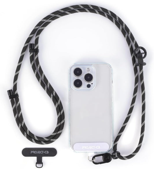 project-cb Cell Phone Lanyard 1,Phone Tether Tab 2,Crossbody Strap,Lanyards for Around the Neck,Adjustable Strap 80-160cm (Blackshadow-B)