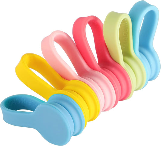 Viaky Magnetic Twist Ties 6-Pack, Multicolor Cable Clips Cord Organizers, Reusable Magnet Wrap Straps For Earphones, USB Cables, Bookmarks, Keychains – Macaron Colors