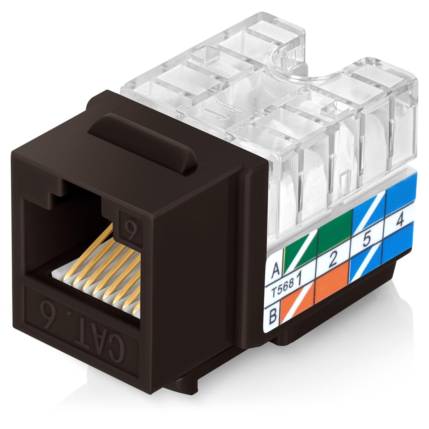 Everest 90° Angled RJ45 Cat6 Keystone Jacks 20-Pack in Brown - Slim Profile Female RJ45 Connectors - Cat 6 Keystone Jack - Compatible with 90° Angled Speed Termination Tool - easyJACK (B094WB91H3)