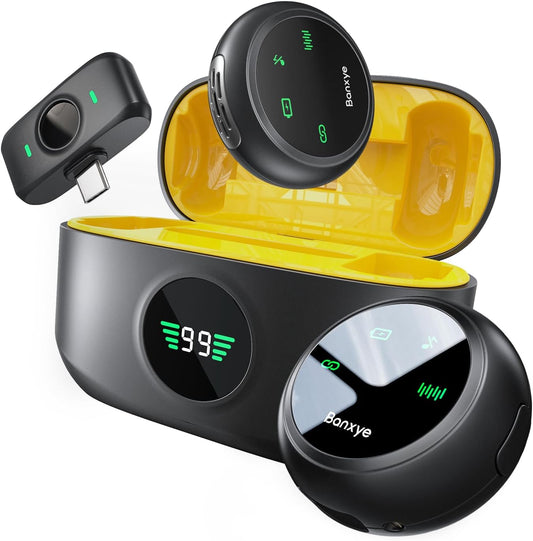 Wireless Lavalier Microphone for Type-C iPhone 15-16 iPad Andriod Series with Charging Case, AI Noise Cancellation Reverberation Lapel Mic for Video Recording YouTube Interview Live Streaming