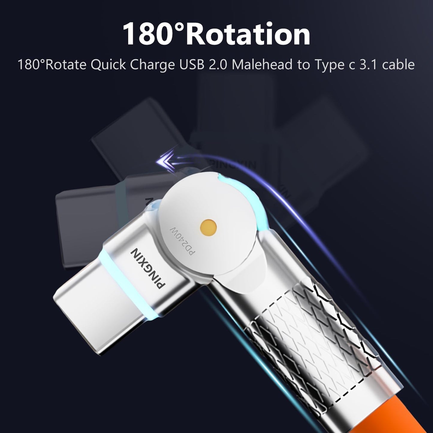 USB C to USB C Cable10ft, 240W 2-Pack USB 2.0, Type C Charger Cable Fast Charge for iPhone 16/16Pro/16Plus/16ProMax,MacBook Air,iPad Pro,Pixel,Samsung Galaxy S23/S24-Orange +White
