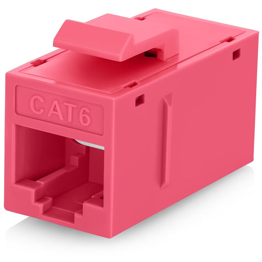 Everest Cat6 RJ45 Keystone Coupler (24-Pack) in Pink - RJ45 Coupler - Cat 6 Couplers - Female to Female Cat6 Keystone Jacks - Ethernet Couplers - Ethernet Cable Extender