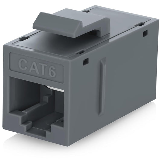 Everest Cat6 RJ45 Keystone Coupler (6-Pack) in Gray - RJ45 Coupler - Cat 6 Couplers - Female to Female Cat6 Keystone Jacks - Ethernet Couplers - Ethernet Cable Extender