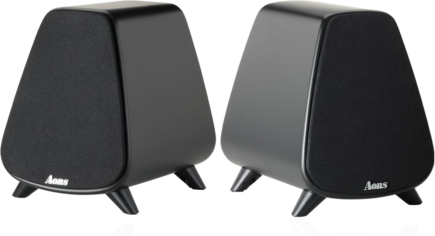 AS31 Active Bookshelf Speakers – 80W RMS 2-Way Stereo / 3″ Long-Stroke Woofer & 20 mm Silk Dome Tweeter – Bluetooth 5.3, RCA + Optical Inputs, Sub-Out & Remote Control – Wooden（Black）