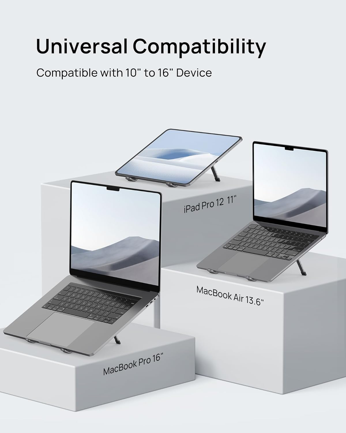 SODI [Innovative Compact] Foldable Laptop Stand for Desk, Lightweight Portable Laptop Stand for Business Trip, Library, Cafe, 6 Level Height Ergonomic Aluminum Computer Stand for MacBook 10-16"