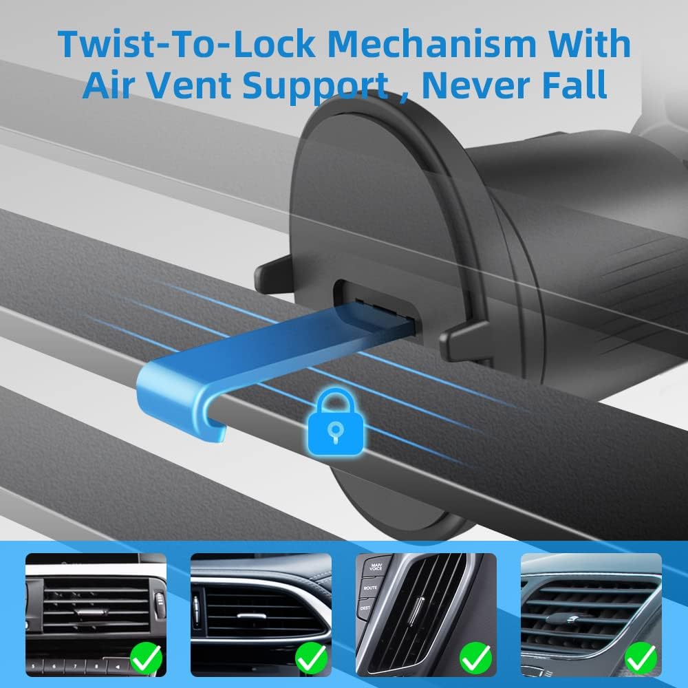 Magnetic Phone Holder for Car - Metal Hook, Compatible with iPhone, Easy Installation, Secure Hold, 360 Rotation, 20-Day Satisfaction Guarantee