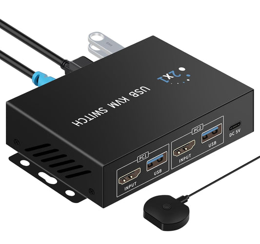KVM Switch hdmi 1 Monitors 2 Computers 4K@60Hz,usb3.0 Devices Keyboard Mouse Printer USB switcher,2 Computers one Monitor Switch,with Desktop Controller Button switches