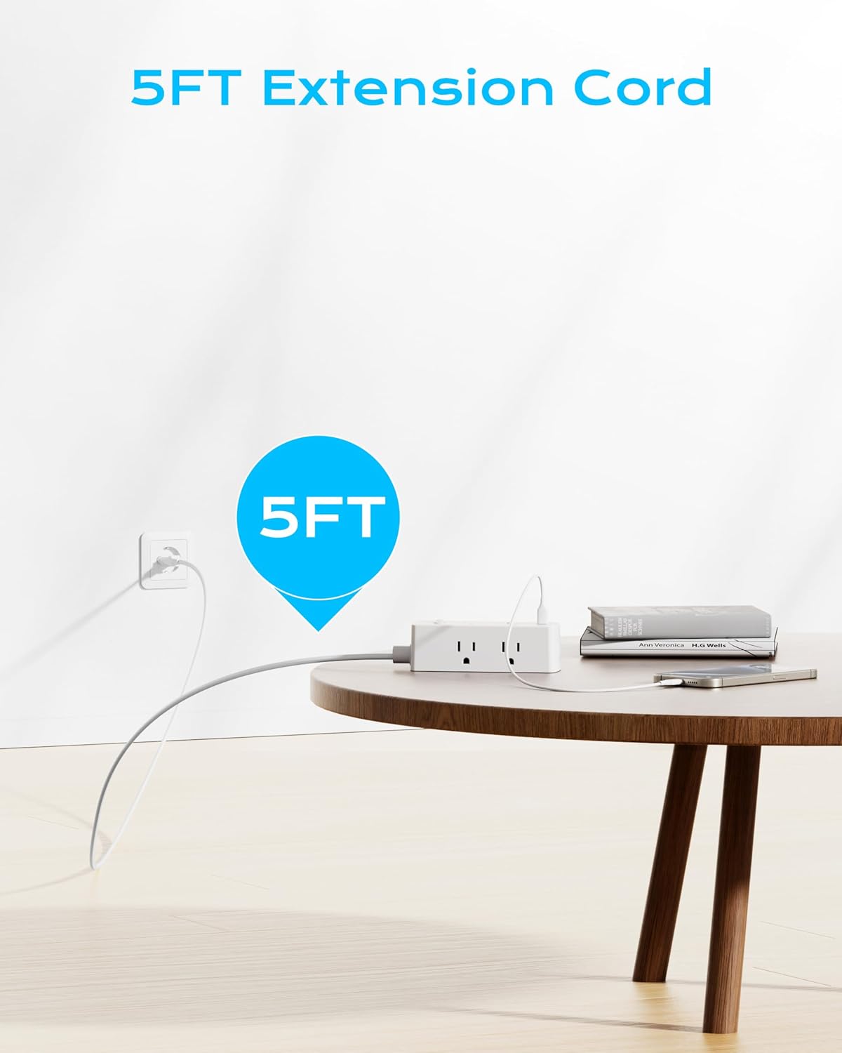 European Travel Plug Adapter, Olcorife Universal Travel Adapter for EU UK US AUS, 6 Outlets 3 USB Ports with 5ft Extension Cord, International Power Adapter for US to Europe UK AUS