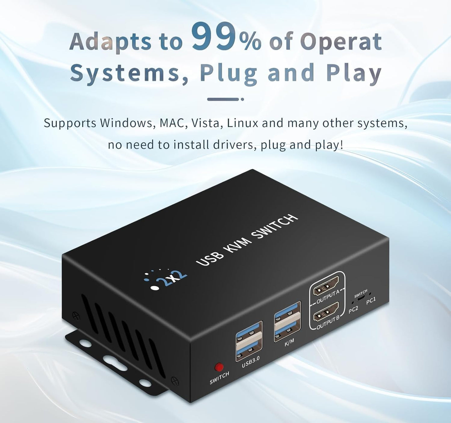Dual Monitor Kvm Switch 2 Monitors 2 Computers HDMI 4k@60HZ,USB3.0. kvm switches 1 Monitors 2 Monitor 2 Computers,USB switcher 2 Computers Keyboard Mouse Switch (USB3.0+4KHDMI)