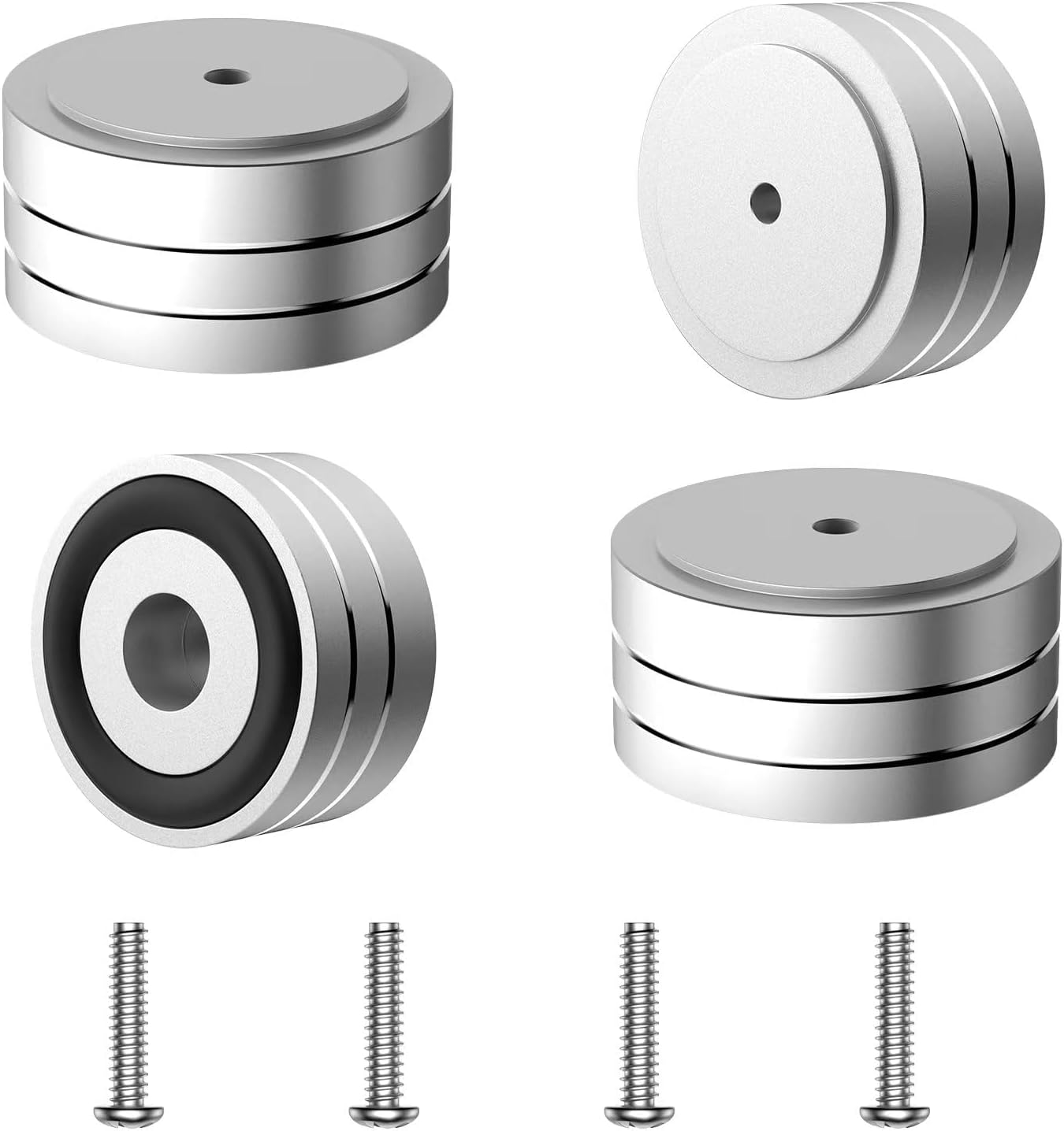 Tertullus 4 Sets High-End HiFi Aluminum Speaker Feet, Shock Base Pad Spikes,40x20mm,Shockproof Stand Pad for HiFi Devices Amplifier Turntable DAC Recorder CD (Silver)