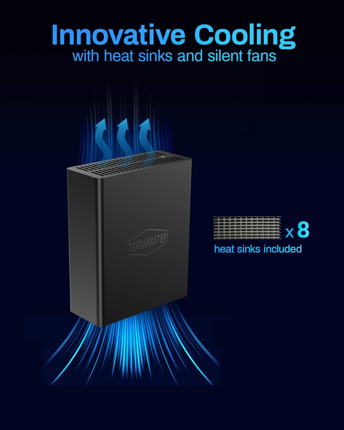 TERRAMASTER F8 SSD NAS Storage - 8Bay All SSD NAS Server N95 QuadCore CPU, 8GB DDR5 RAM, 10GbE Port, 8 Heat Sinks Included, Palm-Sized Powerful Network Attached Storage (Diskless)