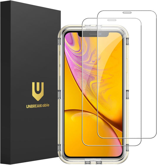 UNBREAKcable 2-Pack Screen Protector for iPhone 11/iPhone XR, Double Shatterproof Tempered Glass [Easy Installation Frame] [9H Hardness] [99.99% HD Clear]