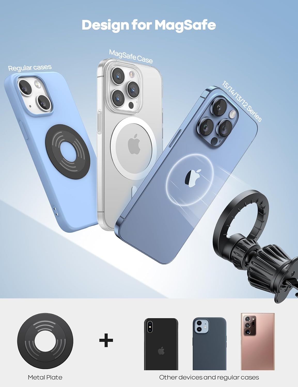 Lamicall for MagSafe Car Mount - [20 Super Magnets] Magnetic Car Phone Mount, Air Vent Phone Holder Car, Hands Free Cell Phone Holder Clip Car Accessories fit iPhone 16 15 14 13 Pro Plus Max