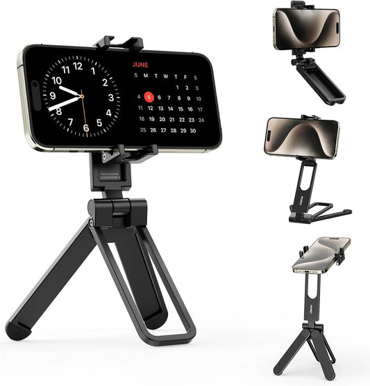 ULANZI MA26 Foldable Phone Tripod - Pocket Cell Phone Vlog Video Tripod Handle Aluminium Smartphone Desk Stand 2 Cold Shoe Small Size All in One Lightweight Portable Vlog Stick for iPhone Samsung