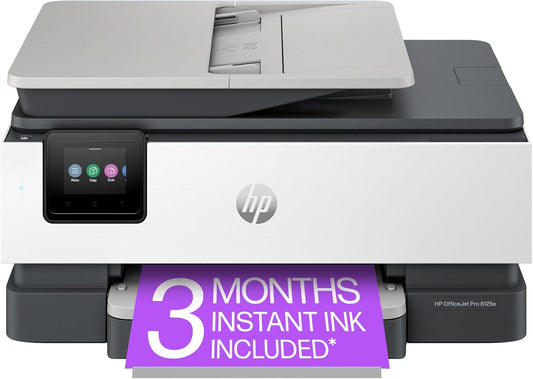 HP OfficeJet Pro 8125e Wireless All-in-One Color Inkjet Printer, Print, scan, Copy, ADF, Duplex Printing, Home & Office, 3 Months of Instant Ink Included (405T6A)