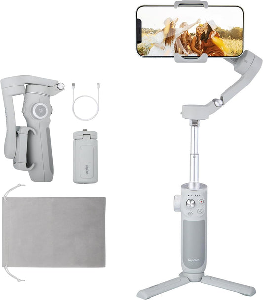 FeiyuTech VB 4 Smartphone Gimbal with 8.4''Extendable Rod,AI Tracking,Gesture Control,Foldable&Portable Gimbal Stabilizer for Vlog YouTube TikTok Live Video Record,iPhone&Android,Max 0.57lb
