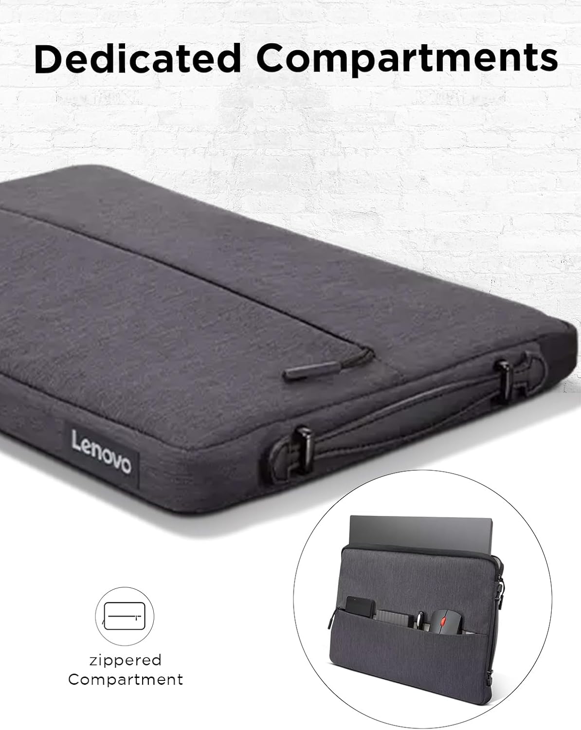 Lenovo Urban Laptop Sleeve 15.6 Inch for Laptop/ Notebook/Tablet Compatible with MacBook Air/Pro Water Resistant - Charcoal Grey