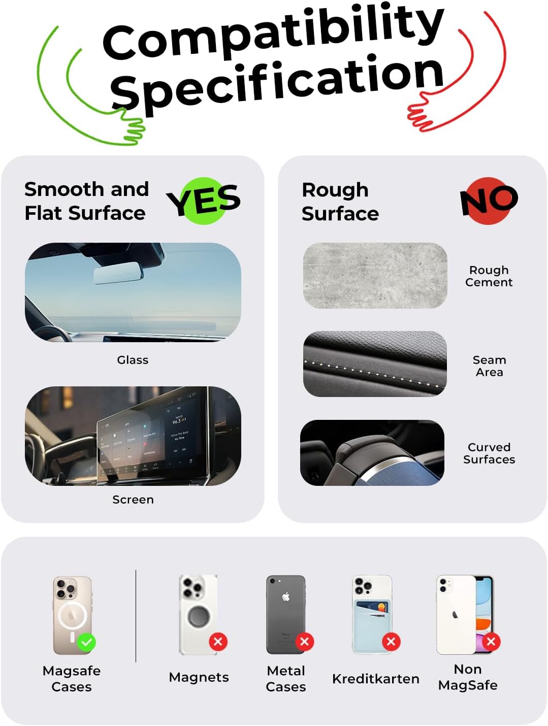 LISEN Suction Cup Phone Mount, Vacuum Magnetic Phone Holder, 360° Adjustable for MagSafe Car Holder Foldable Suction Phone Mount for Car, for Garmin GPS/Mirror/Smooth Surface, for iPhone 16 Pro Max 15