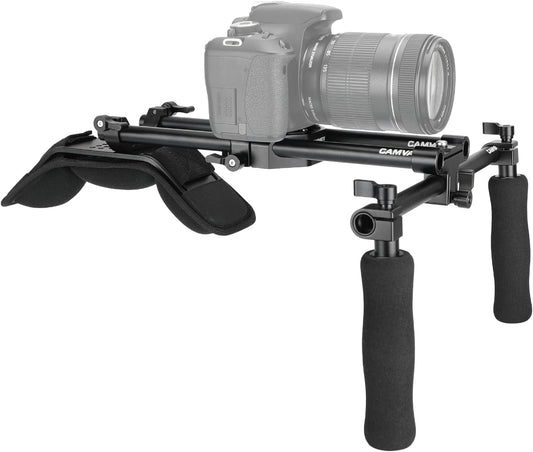 CAMVATE Handheld Shoulder Mount Kit with Sliding Base Plate & Sponge-Covered Handgrip Pair for DSLR Camera - 3029