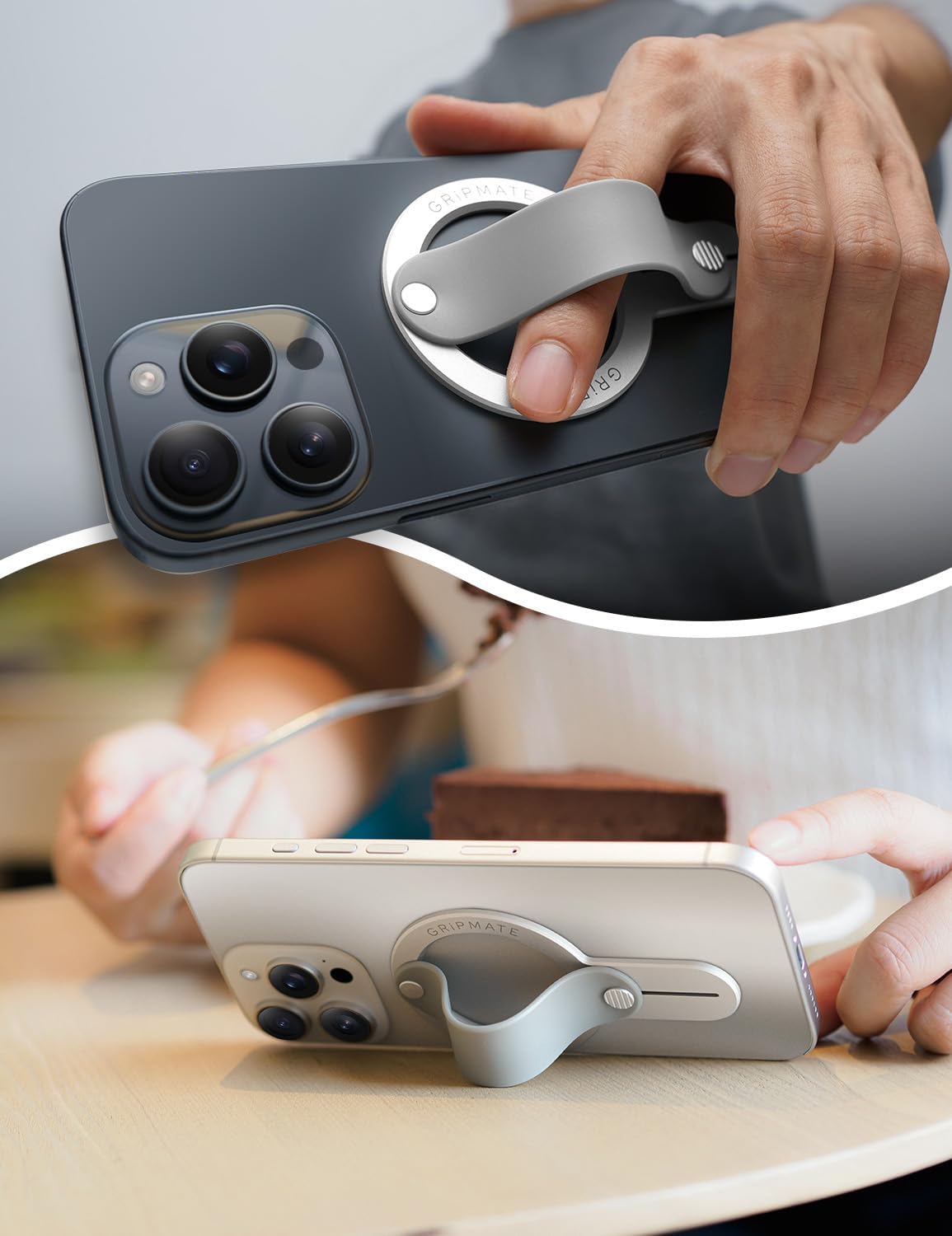 MagSafe Phone Grip for iPhone - Magnetic Phone Ring Holder Detachable for iPhone 16 - Comfortable Finger Phone Loop Grip for Apple 15/14/13/12, Silver