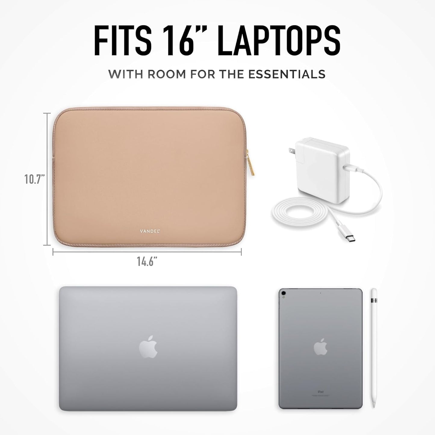 Vandel Slim MacBook Pro 16 Inch Laptop Sleeve, 15.6-16 inch Laptop Case, Protective MacBook Case Sleeve, Dell XPS 16 Cover 15.6 in, HP 15-fc, Lenovo IdeaPad 15, Mac Book Pouch, Computer Carrying Bag