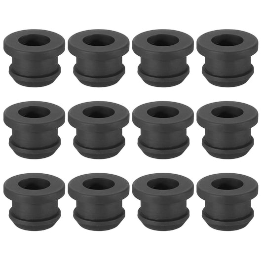 PATIKIL 10.5mm / 7/16 Inch Drill Hole,5/16 Inch ID Rubber Grommets, 12Pcs Top Hat Grommet for Wiring Eyelet Ring Gasket Automotive Firewall Cable Hole Plugs Wires Protection, Black