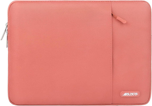 MOSISO Laptop Case 16 inch, 15-15.6 inch Laptop Sleeve Compatible with MacBook Pro 16 M4 M3 M2 M1, HP Acer Dell Lenovo ASUS Notebook, Polyester Vertical Computer Sleeve Bag with Pocket, Coral