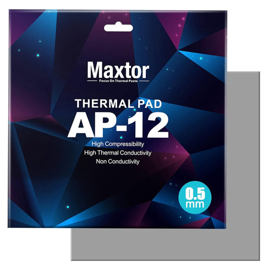 Maxtor Thermal Pad 14.8 W/mK, 120x120x0.5mm (1 pcs) Silicone, Highly Efficient Heat Resistant Soft Pad for Laptop Heatsink/SSD/CPU/IC/LED Cooler