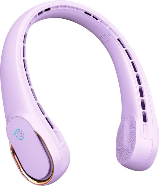 FrSara Neck Fan, Portable Personal Fan Strong Wind, 5200mAh, Air Volume,360° Cooling, No Hair Twisting, Air Volume On 2 Sides, Non-Slip, Quick Charge, Long Use Time, Gift for Women, Men, Birthday