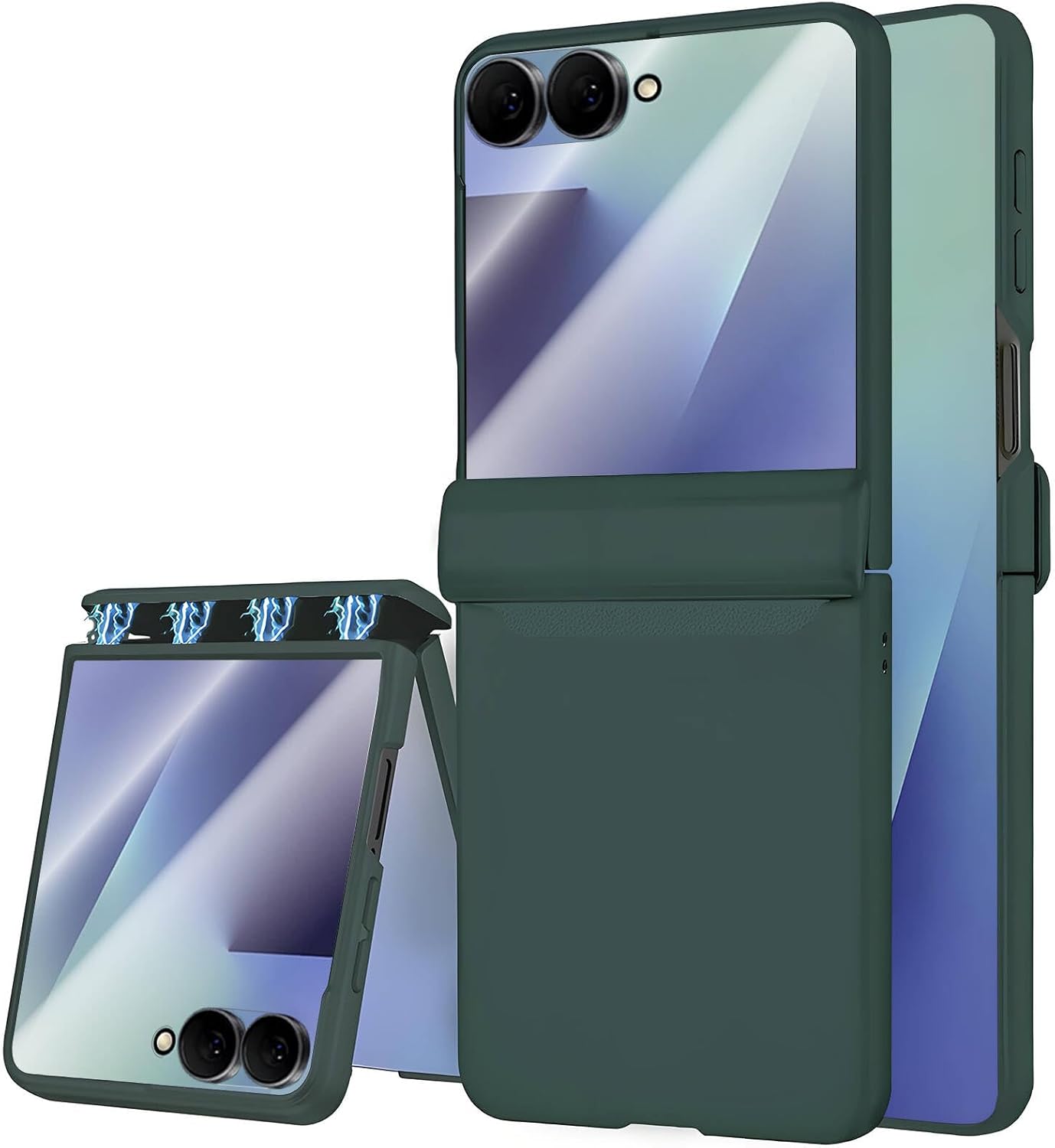 STORMTAL for Samsung Galaxy Z Flip 7 Case, Hinge Protection, Built-in Screen Protector, Wireless Charging, Shockproof, Slim Rugged Phone Protective Case for Galaxy Z Flip 7 Green