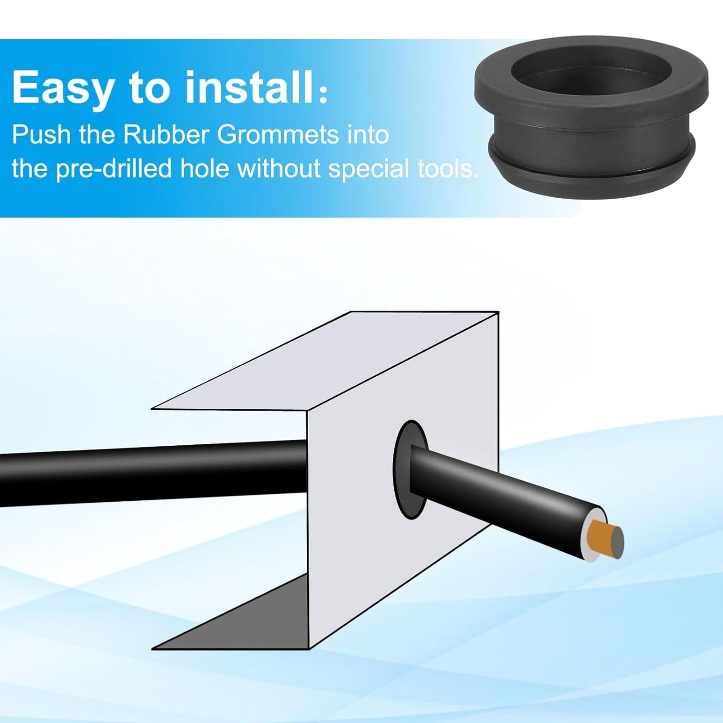 PATIKIL 32.6mm / 1-1/4 Inch Drill Hole,1 Inch ID Rubber Grommets, 3Pcs Top Hat Grommet for Wiring Eyelet Ring Gasket Automotive Firewall Cable Hole Plugs Wires Protection, Black
