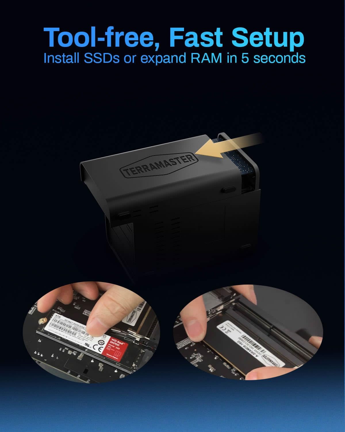 TERRAMASTER F4-424 Max NAS Storage - 4Bay Core i5 1235U 10-Cores 12-Threads, 8GB DDR5 RAM, Dual 10GbE Ports, Network Attached Storage Peak Performance for Business (Diskless)