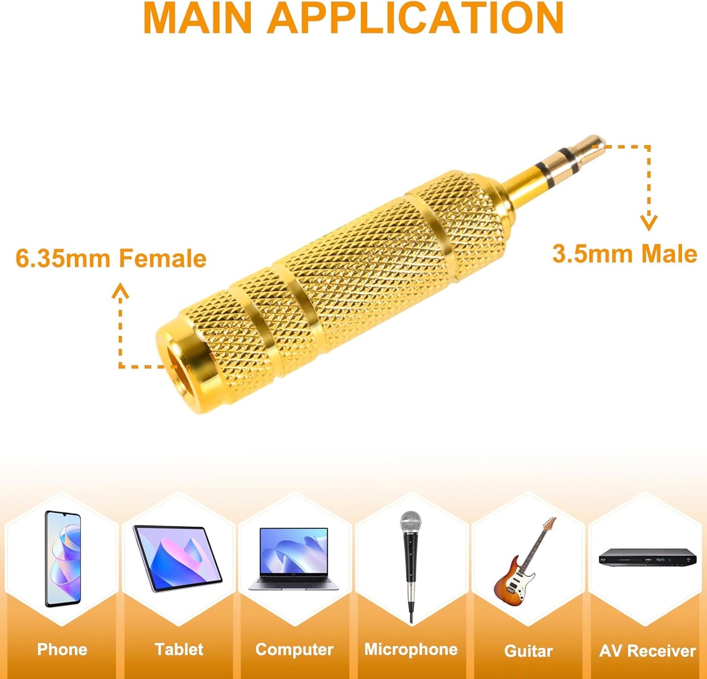 4 Pack Headphone Jack Adapter - 3.5mm (1/8 inch) Male to 6.35mm (1/4 inch) Female and 6.35mm (1/4) to 3.5mm (1/8) Audio Adapter for Player, Headphone, Guitar Amplifier