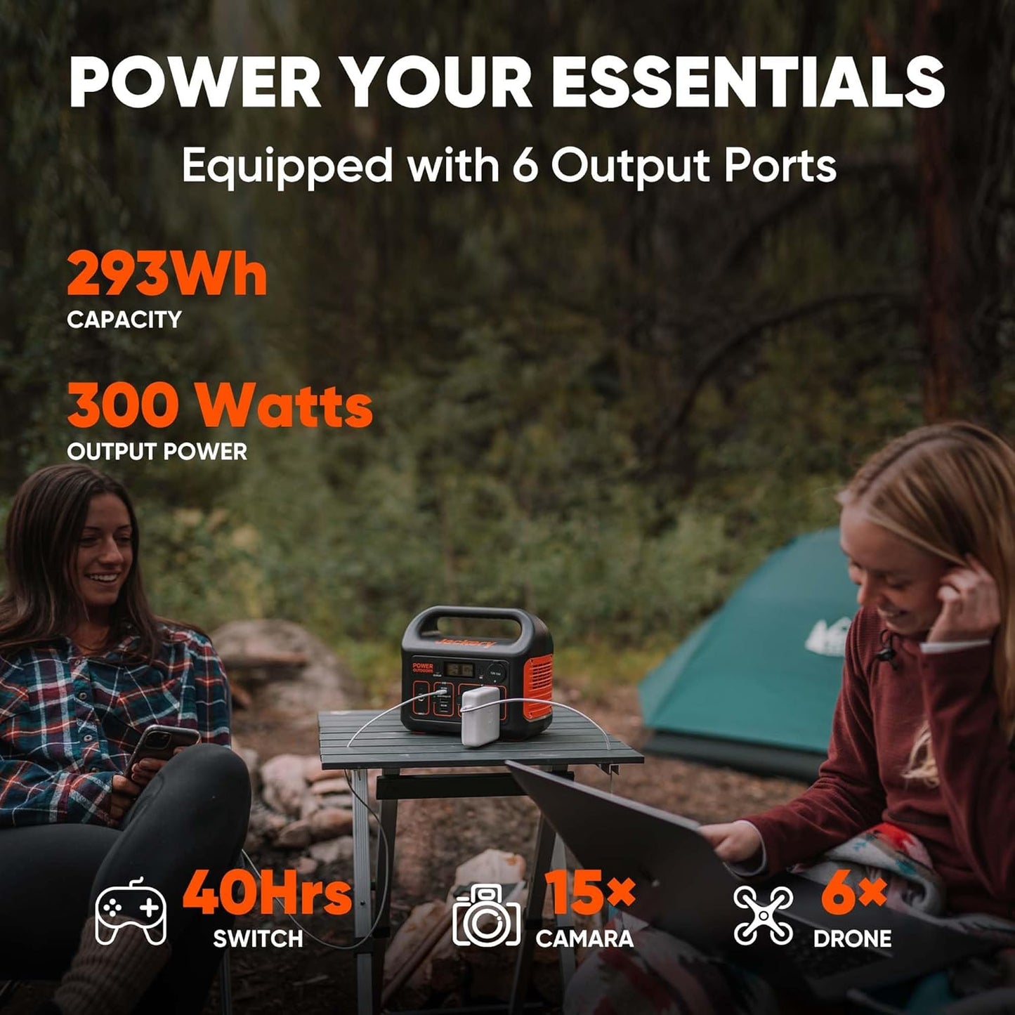 Jackery Portable Power Station Explorer 300 and 102W Fast Charger, 293Wh Backup Lithium Battery, Solar Generator for Outdoors Camping Travel Hunting Blackout (Solar Panel Optional)