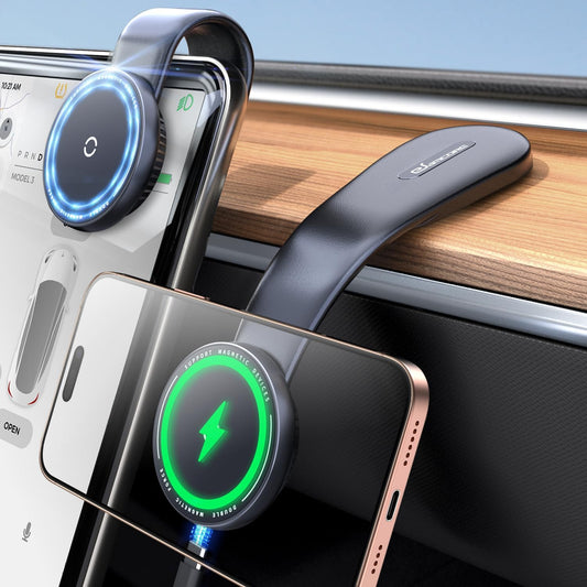 eSamcore for Magsafe Car Mount Charger, Wireless Magnetic Car Phone Holder Detachable 15W Fast Charging for Dashboard with Bendable Aluminum Arm Only Fit iPhone 16 15 14 13 12 Pro Max Mini