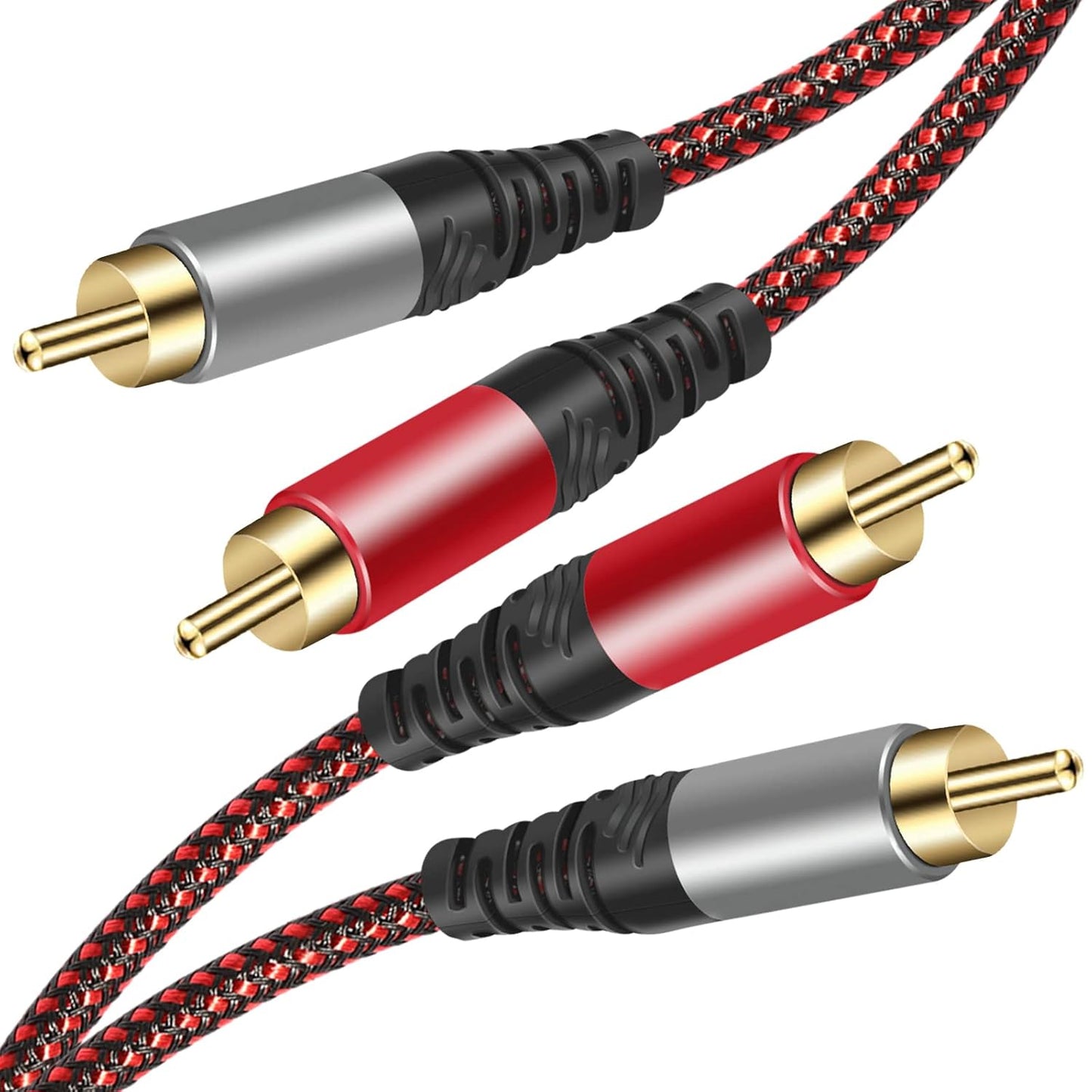 RCA Cable 40Ft,2Rca Male to 2-RCA Male Audio Stereo Subwoofer Cable [Hi-Fi Sound] Nylon-Braided Auxiliary Audio Cord for Home Theater, HDTV, Amplifiers, Hi-Fi Systems,Speakers and etc (40Ft)