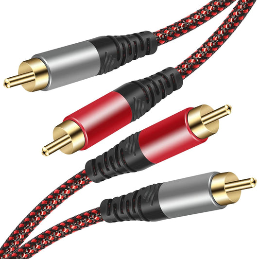 RCA Cable 30Ft,2Rca Male to 2-RCA Male Audio Stereo Subwoofer Cable [Hi-Fi Sound] Nylon-Braided Auxiliary Audio Cord for Home Theater, HDTV, Amplifiers, Hi-Fi Systems,Speakers and etc (30Ft)