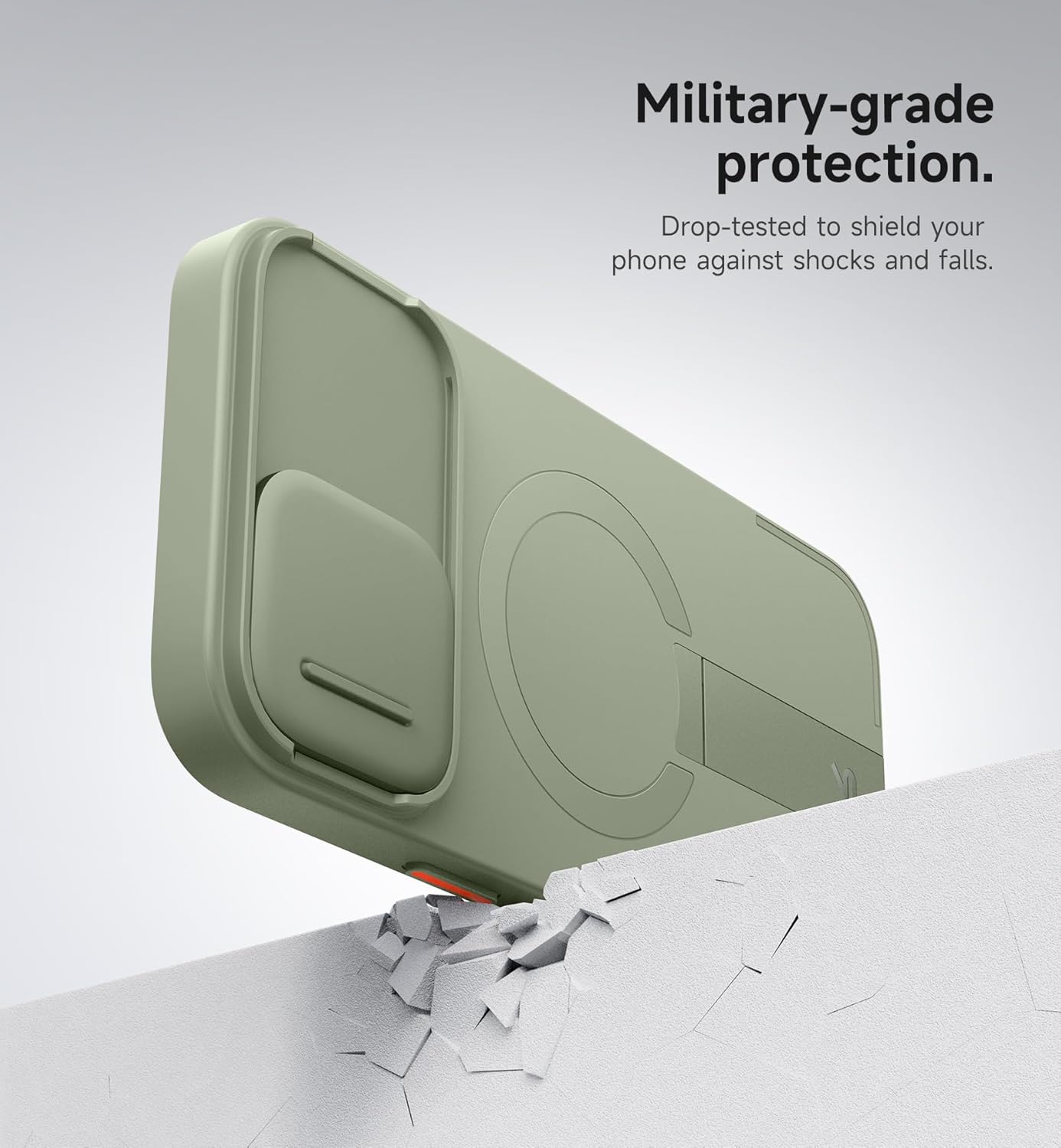 SURITCH for iPhone 16 Plus Case with Magnetic Camera Slide Cover and Adjustable Kickstand, Compatible with MagSafe, Shockproof Bumper Case Slim Protective Cover for iPhone 16 Plus 6.7 Inch, Green