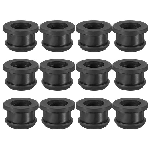 PATIKIL 15mm / 9/16 Inch Drill Hole,7/16 Inch ID Rubber Grommets, 12Pcs Top Hat Grommet for Wiring Eyelet Ring Gasket Automotive Firewall Cable Hole Plugs Wires Protection, Black